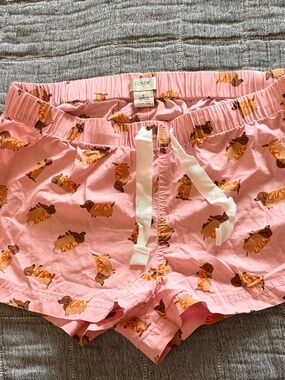 J. Crew (size s) pink pajama sleep short dachshund 🌭 waistband drawstring